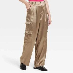 A New Day High-Rise Satin Cargo Pants Size 14 Women's NWT